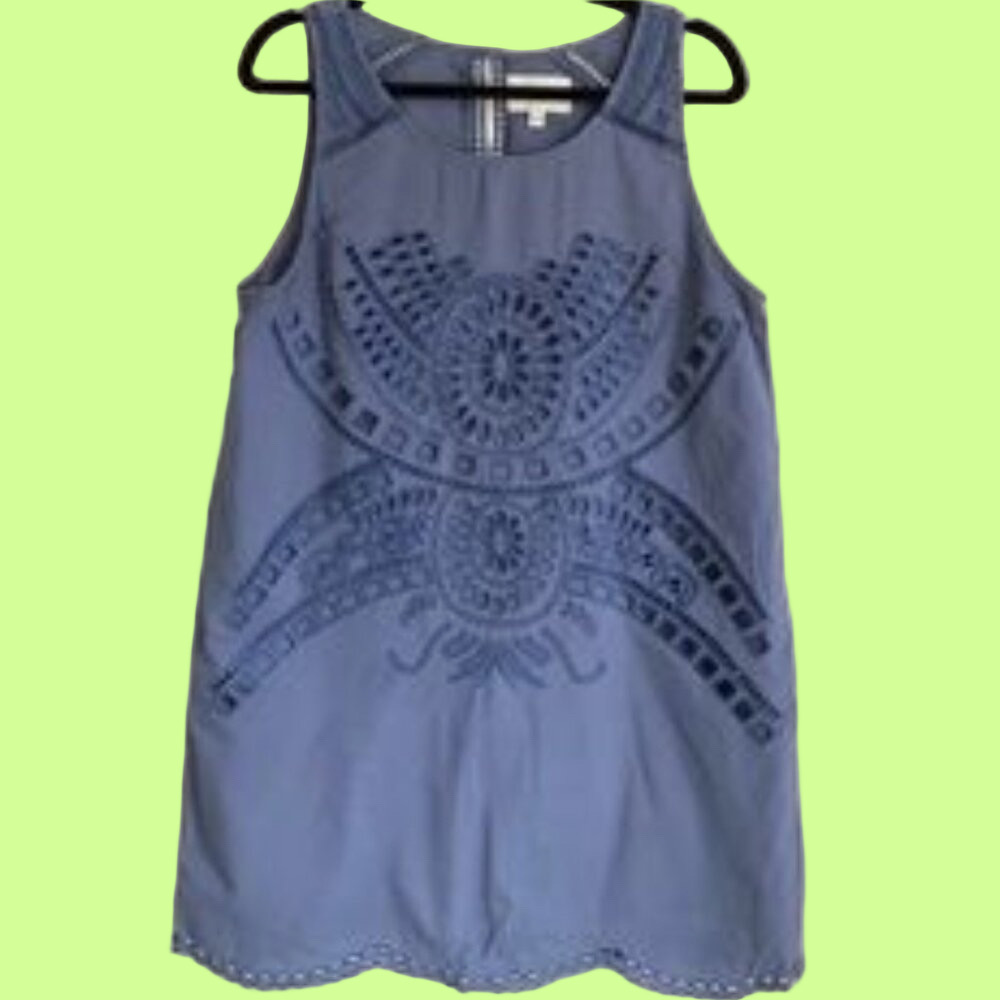 Sabine Blue Eyelet Front Mini Dress
